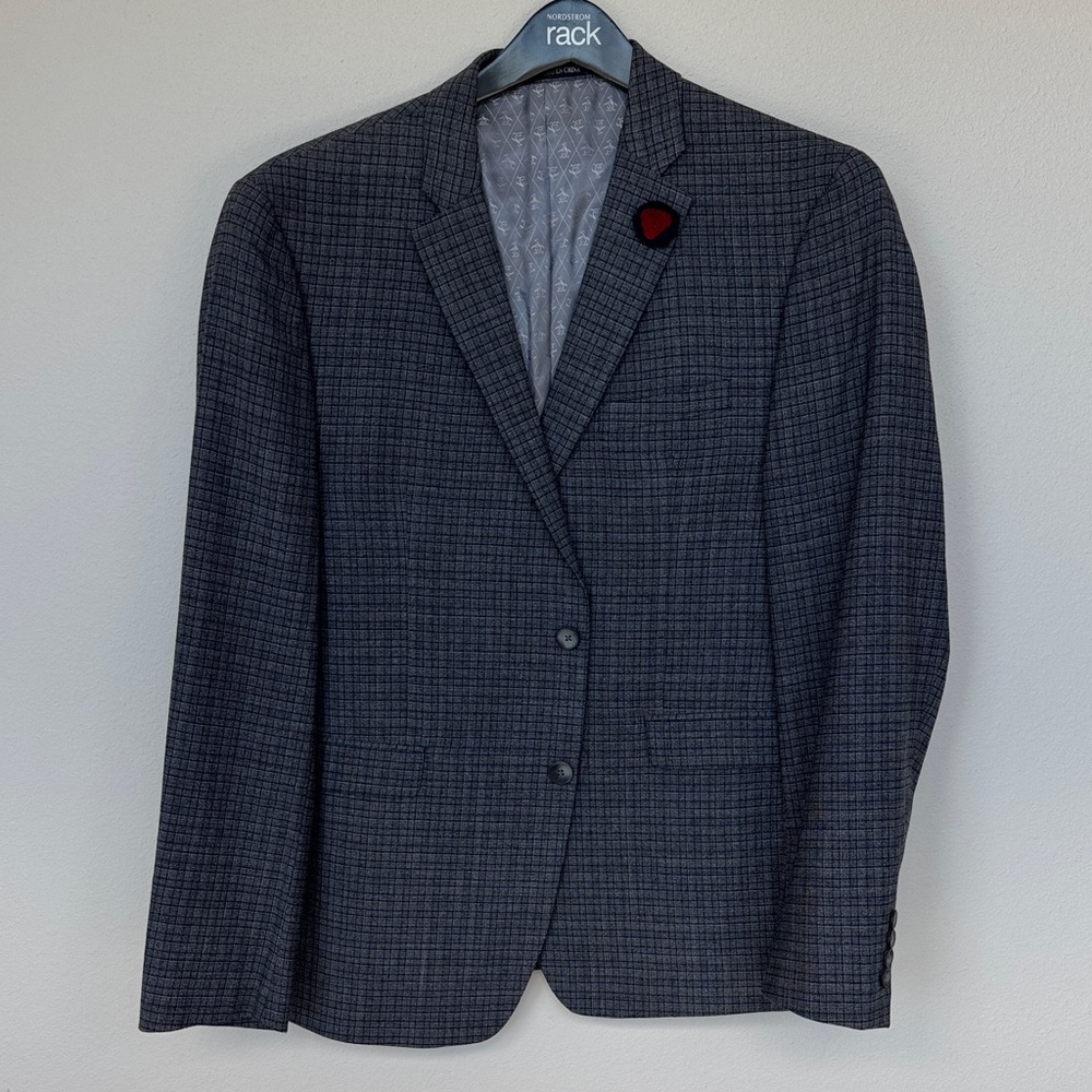 Original Penguin Charcoal Checkered Blazer